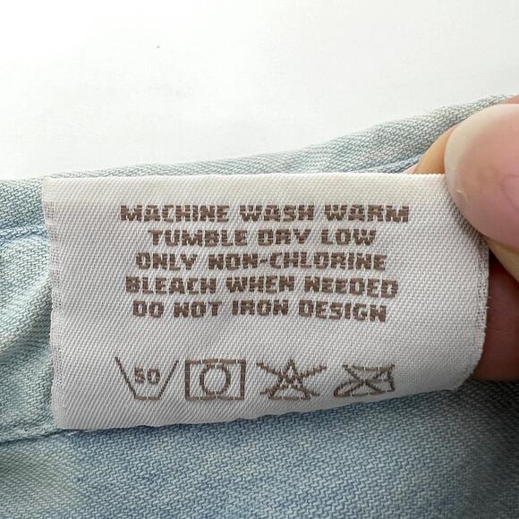 Crystal Springs Vintage Chambray Holiday Applique Denim Button Up Shirt Size S - Picture 8 of 9